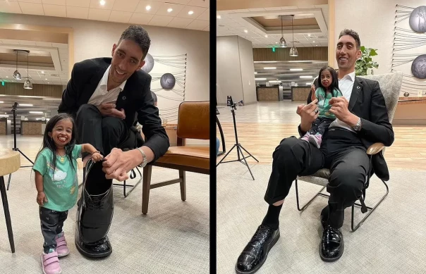 Самый длинный человек в мире встретился с самым маленьким