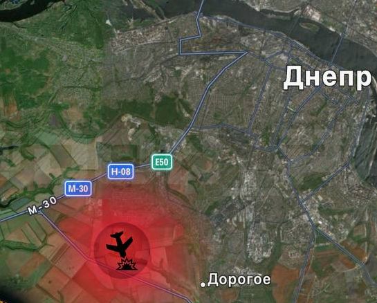Крушение реактивного самолёта вблизи Днепропетровска