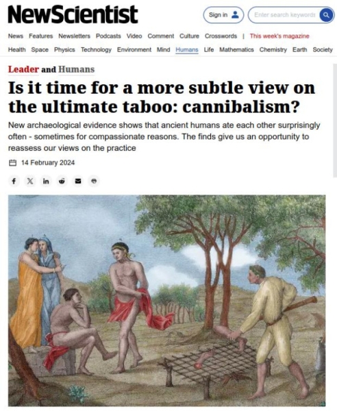 New Scientist: может быть, пришло время для более проницательного взгляда на крайнее табу &mdash; каннибализм?