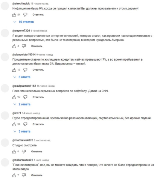 Американцы не оценили интервью CNN c президентом США Джо Байденом