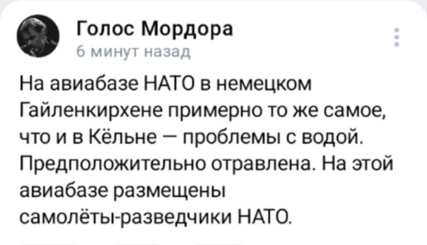 В ФРГ расследуют диверсию с отравлением воды на базе ВВС