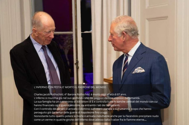 Хорошая новость: вчера мир стал чуточку лучше, а ад пополнился сатанистом Ч. Д. Ротшильдом