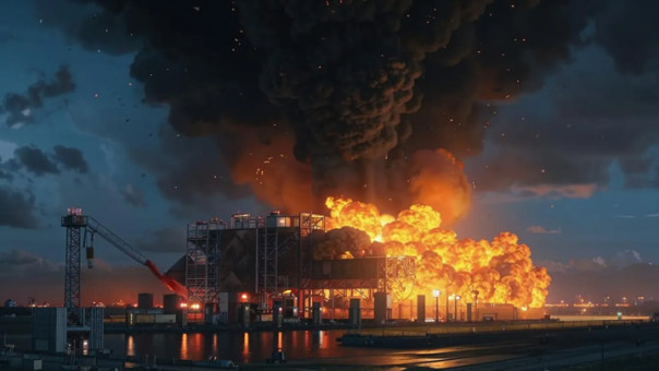 На горящей на Кубани нефтебазе произошел взрыв, пострадали два человека