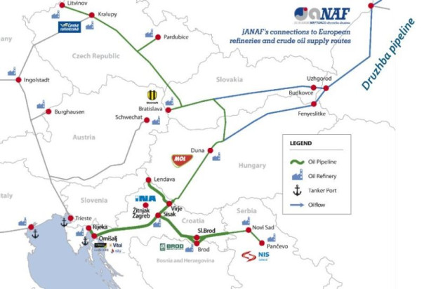 Хорватский вариант &laquo;альтернативного&raquo; транзита нефти не устраивает Венгрию и Словакию