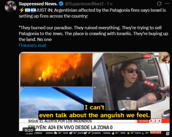 Аргентина: Израиль устраивает пожары по всей стране