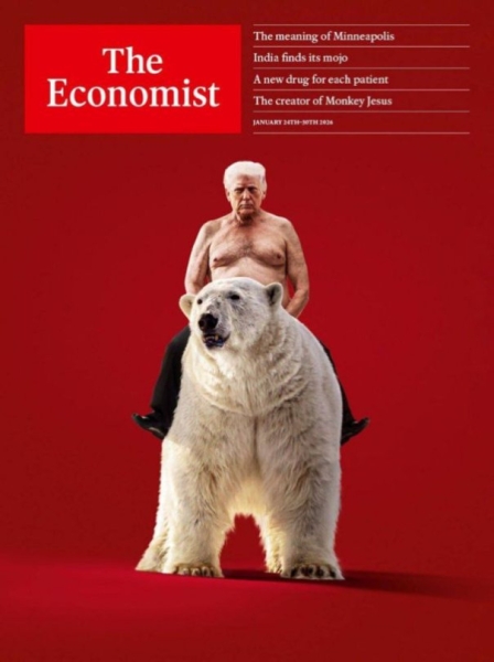 На обложке The Economist появился полуголый Трамп верхом на белом медведе
