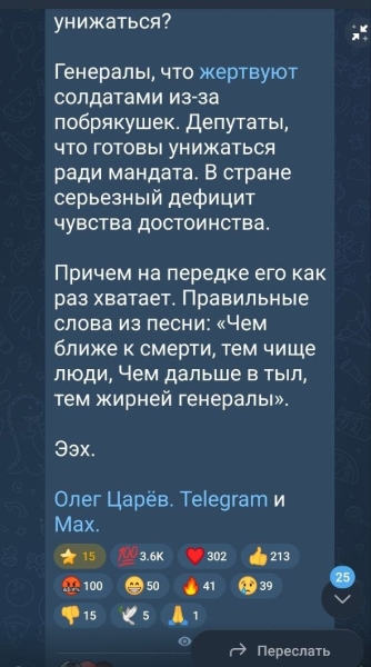Господин Царёв: в России серьёзный дефицит чувства достоинства