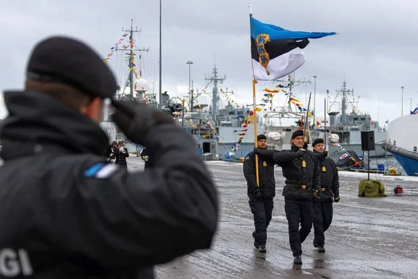 Один из трёх минных тральщиков ВМС Эстонии неожиданно столкнулся со льдиной