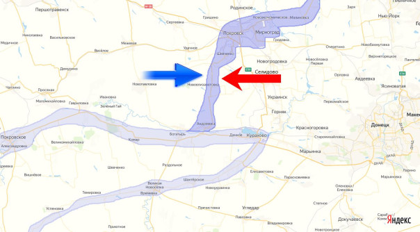 Южное Курахово - Великая Новоселка, подсветка ситуации (Фломастеры)