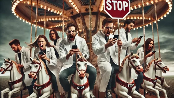 Люди в белых пальто устроили цирк с конями