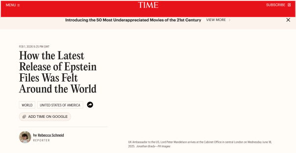 &laquo;Отравленный колодец&raquo;: западные СМИ &mdash; о том, как досье Эпштейна дискредитирует западных политиков