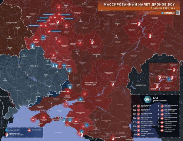 Специальная военная операция ВС РФ и события на Украине 9 августа, вечер